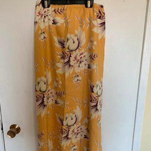 Vintage, 100% silk, floral, yellow skirt, small